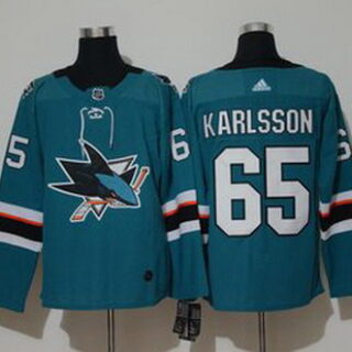 Sharks 65 Erik Karlsson Teal Adidas Jersey