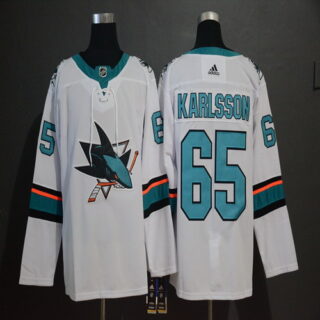 Sharks 65 Erik Karlsson White Adidas Jersey