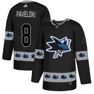 Sharks 8 Joe Pavelski Black Team Logos Fashion Adidas Jersey