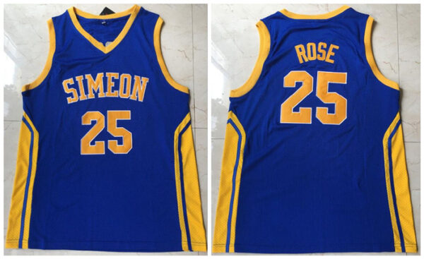 Simeon 25 Derrick Rose Blue High School Mesh Basketball Jersey