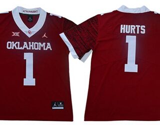 Sooners #1 Jalen Hurts Red Jordan Brand Limited New XII Stitched College Jersey