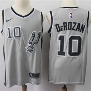 Spurs 10 DeMar DeRozan Gray Nike Swingman Jersey