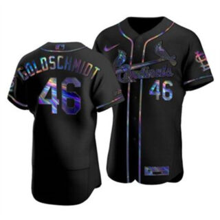St. Louis Cardinals #46 Paul Goldschmidt Men's Nike Iridescent Holographic Collection MLB Jersey - Black