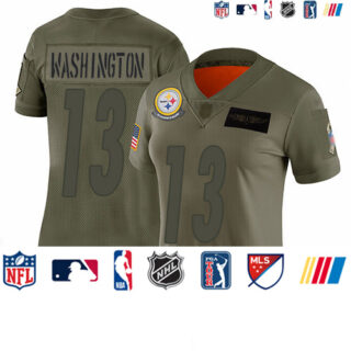 Steelers #13 James Washington Camo Women's Stitched Football Limited 2019 Salute to Service Jersey