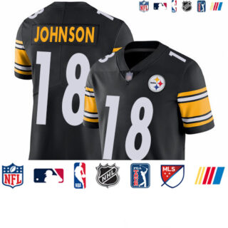 Steelers #18 Diontae Johnson Black Team Color Youth Stitched Football Vapor Untouchable Limited Jersey