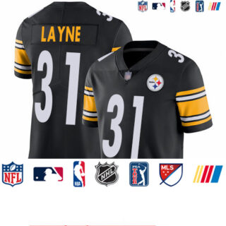 Steelers #31 Justin Layne Black Team Color Men's Stitched Football Vapor Untouchable Limited Jersey