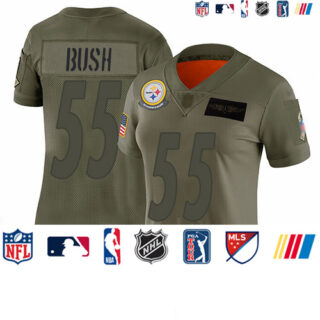 Steelers #55 Devin Bush Camo Women's Stitched Football Limited 2019 Salute to Service Jersey