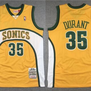 SuperSonics 35 Kevin Durant Yellow 2007-08 Hardwood Classics Jersey