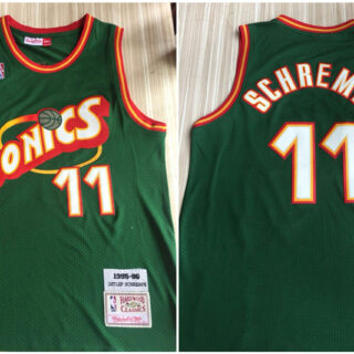 Supersonics 11 Detlef Schrempf Green 1995-96 Hardwood Classics Swingman Jersey