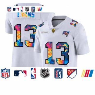 Tampa Bay Buccaneers #13 Mike Evans Men's White Nike Multi-Color 2020 NFL Crucial Catch Limited NFL Jersey