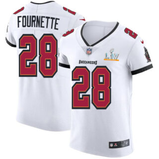 Tampa Bay Buccaneers #28 Leonard Fournette Men's Super Bowl LV Bound Nike White Vapor Elite Jersey
