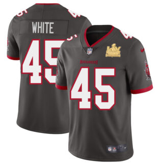Tampa Bay Buccaneers #45 Devin White Men's Super Bowl LV Champions Patch Nike Pewter Alternate Vapor Limited Jersey