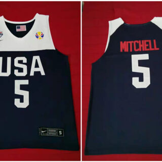 Team USA 5 Mitchell Navy 2016 Olympics Basketball Swingman Jersey