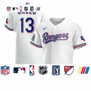 Texas Rangers #13 Joey Gallo Men's Nike White Home 2020 Authentic Player MLB Jersey
