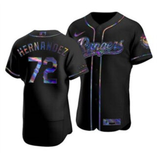 Texas Rangers #72 Jonathan Hernandez Men's Nike Iridescent Holographic Collection MLB Jersey - Black