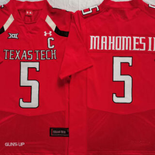 Texas Tech Red Raiders 5 Patrick Mahomes II Red C Patch College Football Jersey