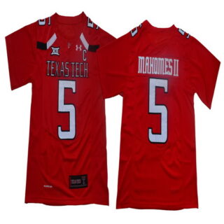Texas Tech Red Raiders 5 Patrick Mahomes Red With C Patch College Football Jersey