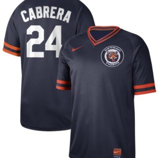 Tigers #24 Miguel Cabrera Navy Authentic Cooperstown Collection Stitched Baseball Jersey