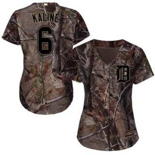 Tigers #6 Al Kaline Camo Realtree Collection Cool Base Women's Stitched Baseball Jersey