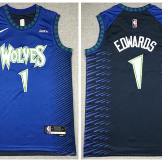 Timberwolves 1 Anthony Edwards Navy 2021-22 City Edition Nike Swingman Jersey