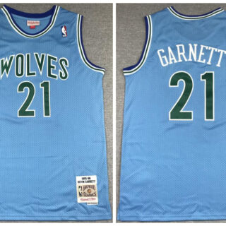 Timberwolves 21 Kevin Garnett Blue 1995-96 Hardwood Classics Jersey