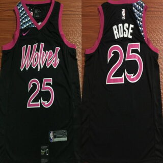 Timberwolves 25 Derrick Rose Black 2018 19 City Edition Nike Swingman Jersey