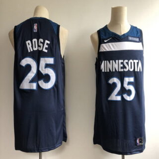 Timberwolves 25 Derrick Rose Navy Nike Swingman Jersey