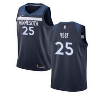 Timberwolves 25 Derrick Rose Navy Nike Swingman Jersey