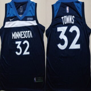 Timberwolves 32 Karl-Anthony Towns Navy Nike Swingman Jersey