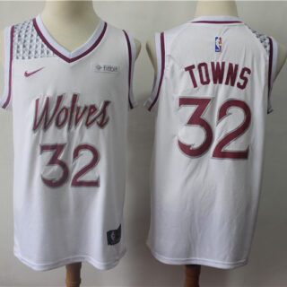 Timberwolves 32 Karl-Anthony Towns White 2018-19 Earned Edition Nike Swingman Jersey