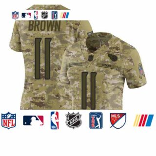 Titans #11 A.J. Brown Camo Women's Stitched Football Limited 2018 Salute to Service Jersey