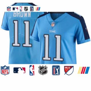 Titans #11 A.J. Brown Light Blue Women's Stitched Football Limited Rush Jersey