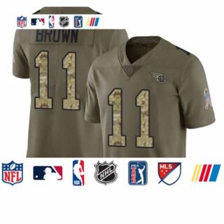 Titans #11 A.J. Brown Olive Camo Youth Stitched Football Limited 2017 Salute to Service Jersey