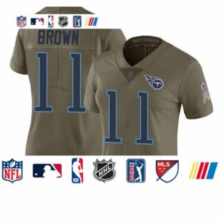 Titans #11 A.J. Brown Olive Women's Stitched Football Limited 2017 Salute to Service Jersey