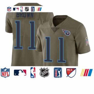 Titans #11 A.J. Brown Olive Youth Stitched Football Limited 2017 Salute to Service Jersey
