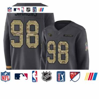 Titans #98 Jeffery Simmons Anthracite Salute to Service Women's Stitched Football Limited Therma Long Sleeve Jersey