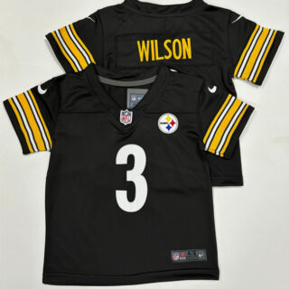 Toddlers Pittsburgh Steelers #3 Russell Wilson Black Vapor Stitched Football Jersey