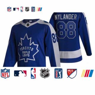 Toronto Maple Leafs #88 William Nylander Blue Men's Adidas 2020-21 Reverse Retro Alternate NHL Jersey