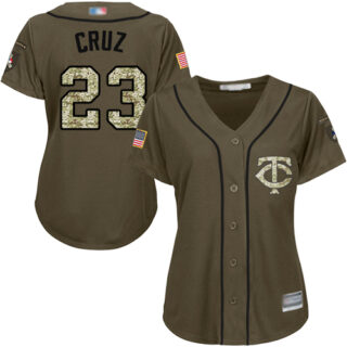Twins #23 Nelson Cruz Green Salute to Service Women's Stitched Baseball Jersey