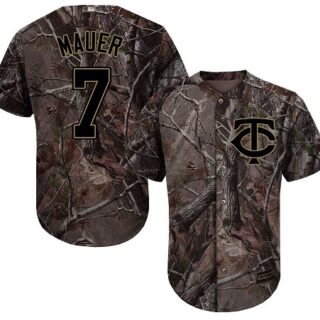 Twins #7 Joe Mauer Camo Realtree Collection Cool Base Stitched Youth Baseball Jersey