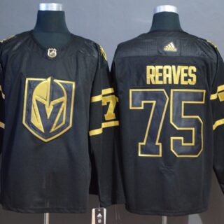 Vegas Golden Knights 75 Ryan Reaves Black With Special Glittery Logo Adidas Jersey