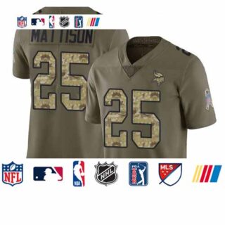 Vikings #25 Alexander Mattison Olive Camo Men's Stitched Football Limited 2017 Salute To Service Jersey