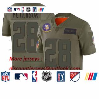 Vikings #28 Adrian Peterson Camo Youth Stitched Football Limited 2019 Salute to Service Jersey