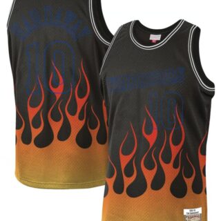 Warriors 10 Tim Hardaway Black 1990-91 Hardwood Classics Flames Swingman Jersey