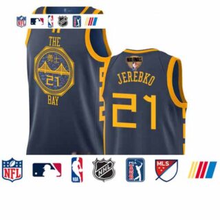 Warriors #21 Jonas Jerebko Navy 2019 Finals Bound Basketball Swingman City Edition 2018 19 Jersey