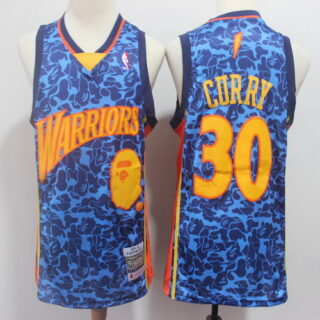 Warriors 30 Stephen Curry Blue Hardwood Classics Jersey