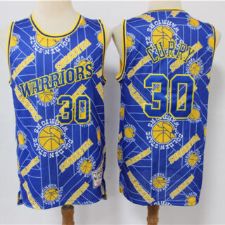 Warriors 30 Stephen Curry Blue Tear Up Pack Hardwood Classics Swingman Jersey