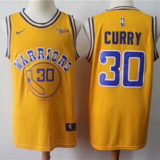 Warriors 30 Stephen Curry Gold Nike Swingman Jersey