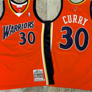 Warriors 30 Stephen Curry Orange 2009-10 Hardwood Classics Jersey