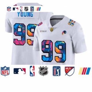 Washington Redskins #99 Chase Young Men's White Nike Multi-Color 2020 NFL Crucial Catch Limited NFL Jersey